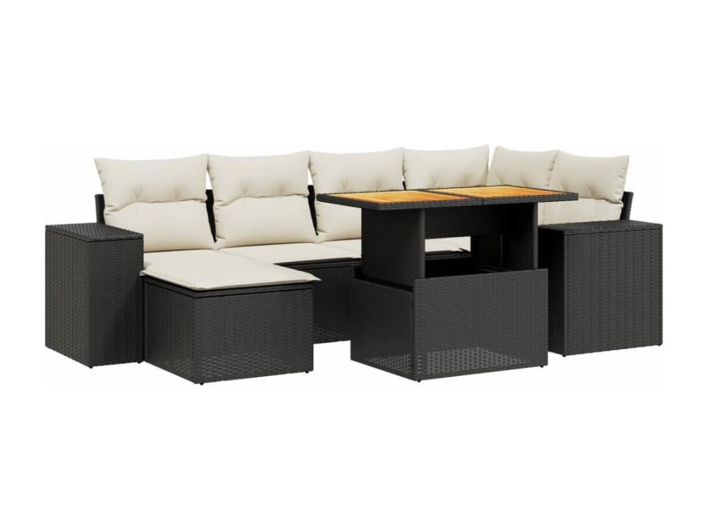 Set di mobili da esterno in vimini intrecciato in resina nera - dlz1766568340986