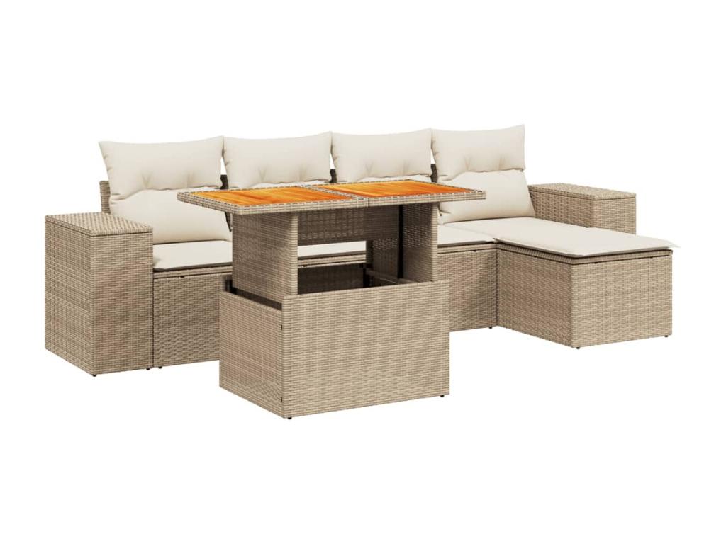 Set di mobili da esterno in vimini intrecciato in resina beige - dlz1766568540022