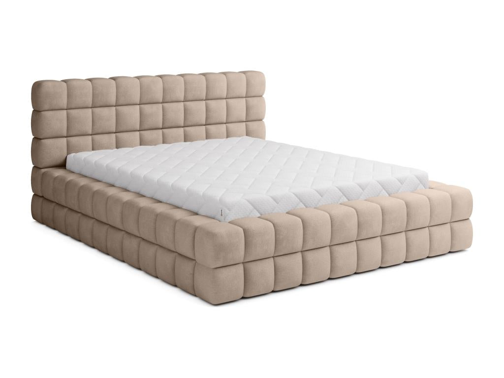 Letto in velluto beige, 160 x 200 cm