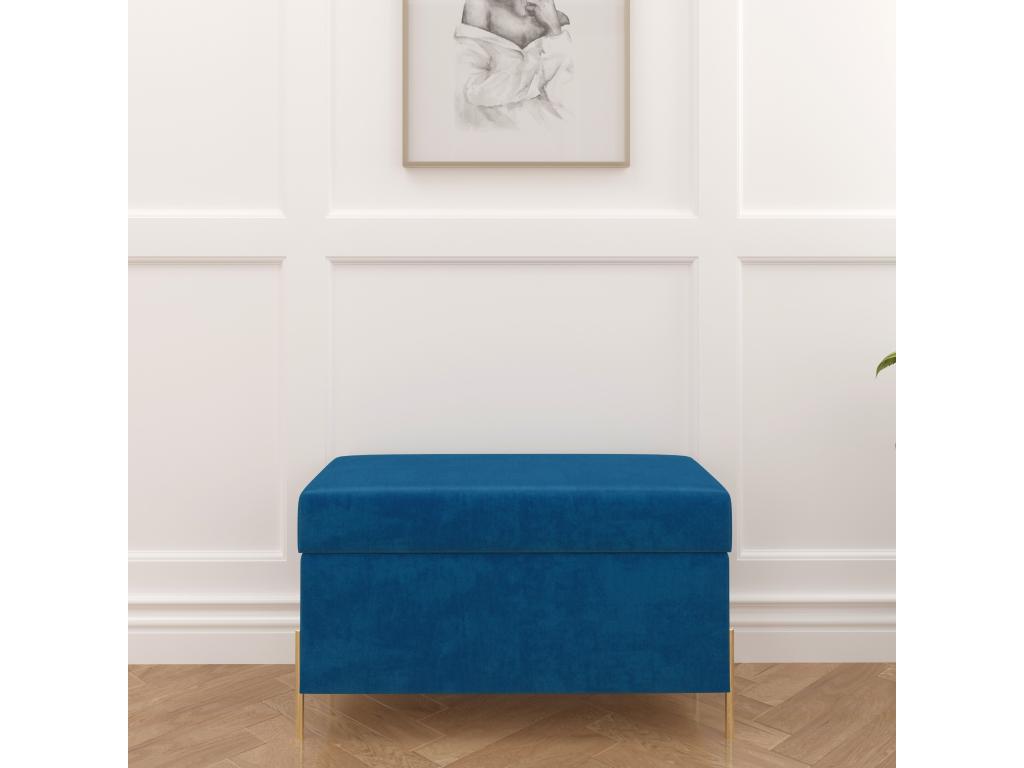 Panca in velluto blu, 80 x 37 cm