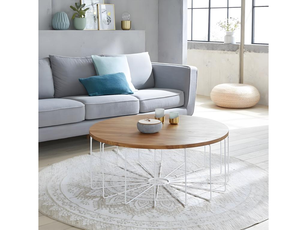 Tavolino da caffè in metallo naturale