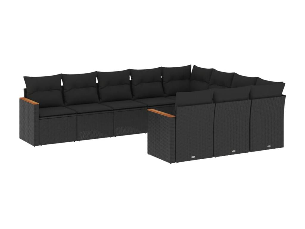 Set di mobili da esterno in vimini intrecciato in resina nera - dlz1766567971092