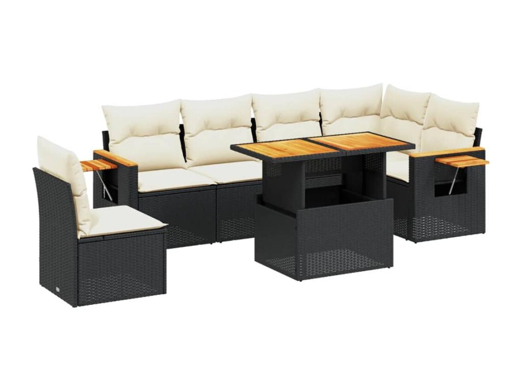Set di mobili da esterno in vimini intrecciato in resina nera - dlz1766568277077