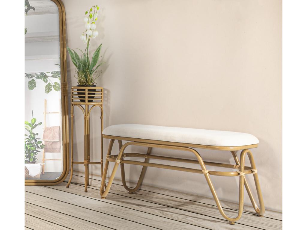 Panca in tessuto marrone, 100 x 40 x 50 cm