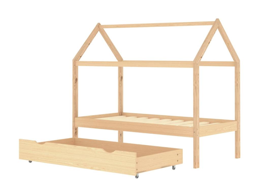 Letto in legno di pino naturale, 80 x 160 cm