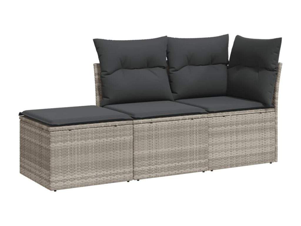 Set di mobili da esterno in vimini intrecciato in resina grigia - dlz1766568661699