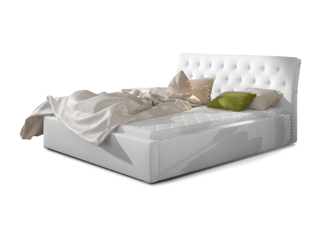 Letto in tessuto bianco, 140 x 200 cm