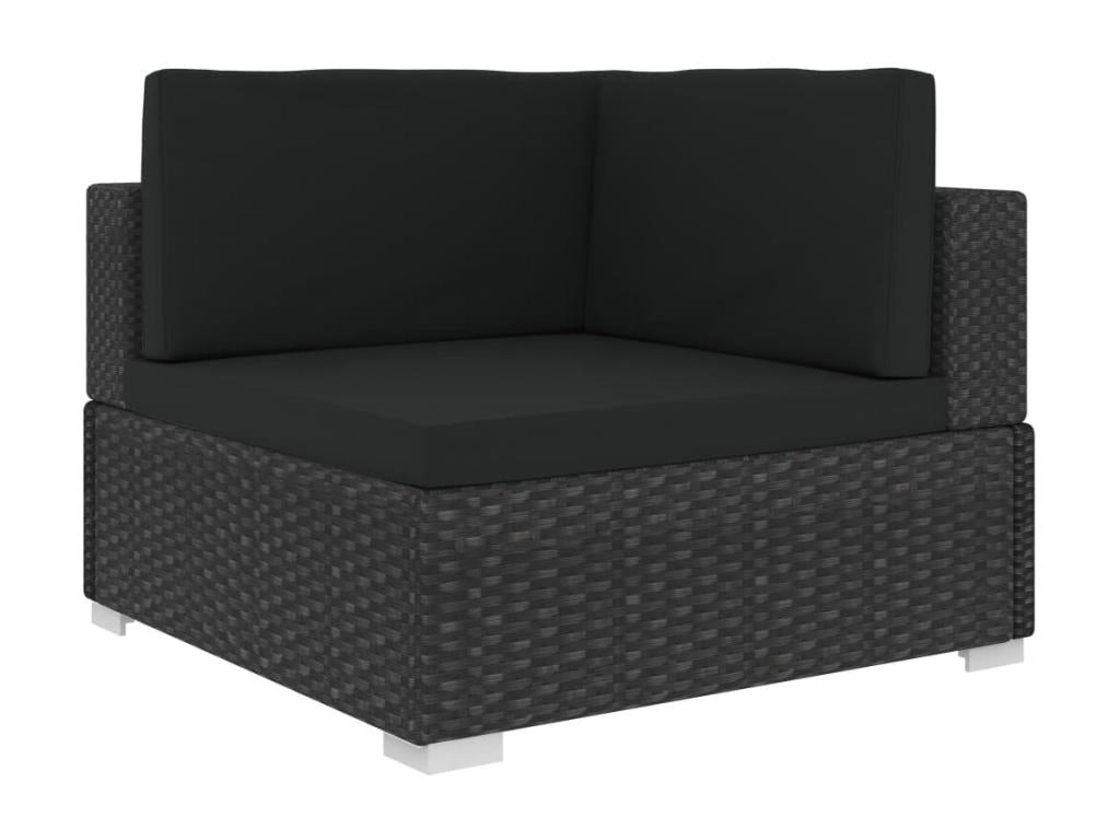 Set di mobili da esterno in vimini intrecciato in resina nera - dlz1766568275282