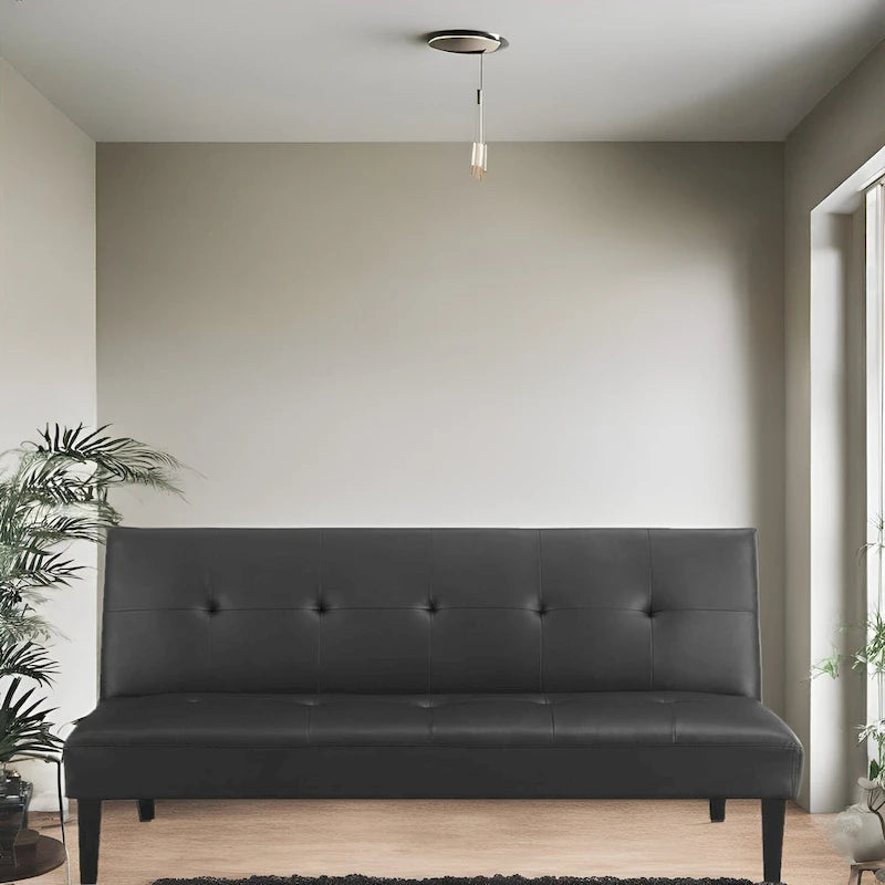Collezione Ultimate Futon Sofa: Divano Futon con braccioli e portabicchieri, Divano imbottito con bottoni e gambe in legno