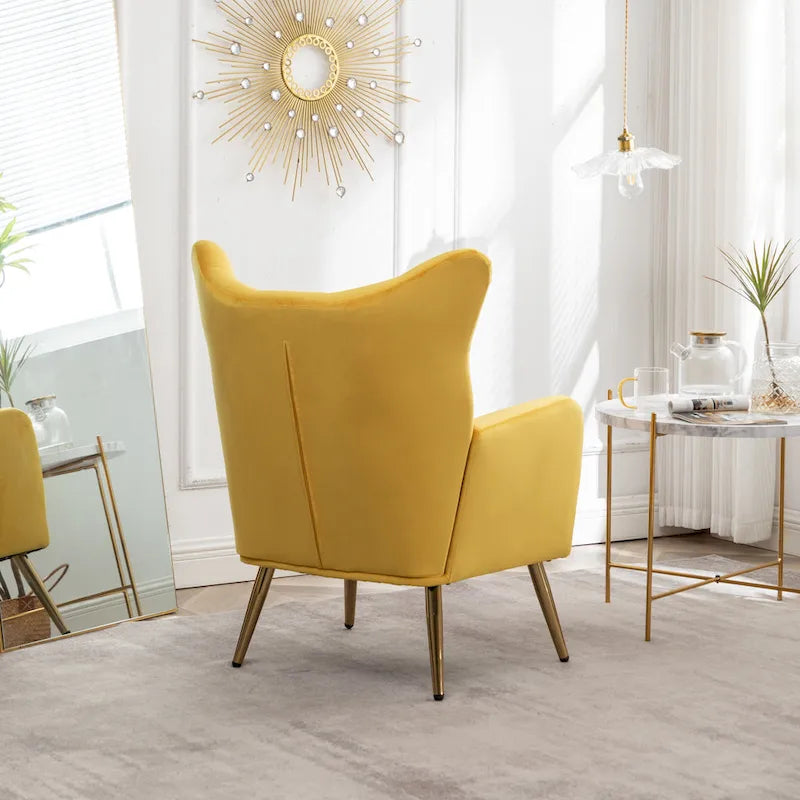 Poltrona con schienale ad ala trapuntato e bottoni in velluto Sovarol di Roundhill Furniture
