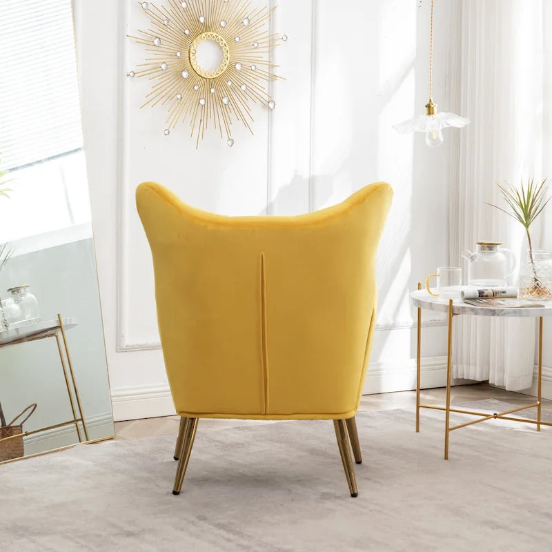 Poltrona con schienale ad ala trapuntato e bottoni in velluto Sovarol di Roundhill Furniture