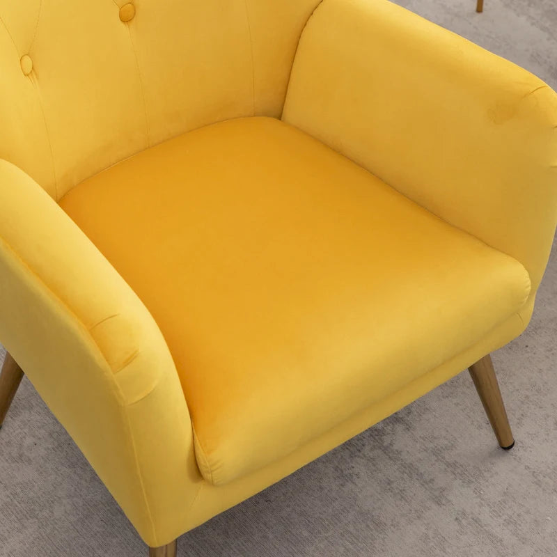 Poltrona con schienale ad ala trapuntato e bottoni in velluto Sovarol di Roundhill Furniture