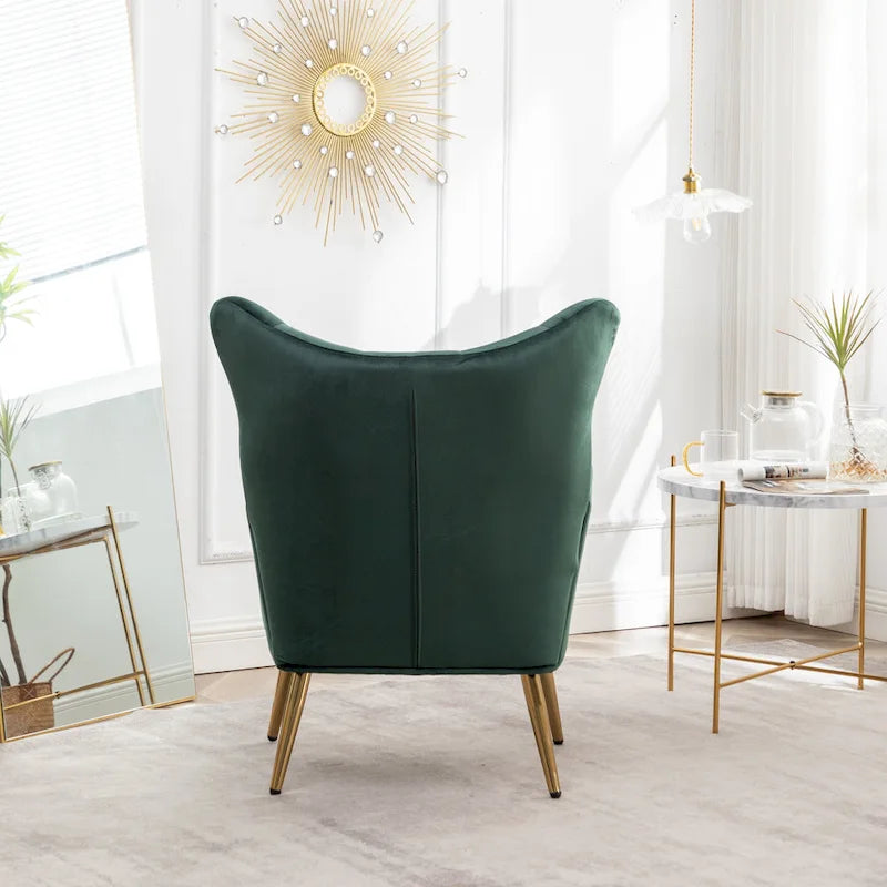 Poltrona con schienale ad ala trapuntato e bottoni in velluto Sovarol di Roundhill Furniture