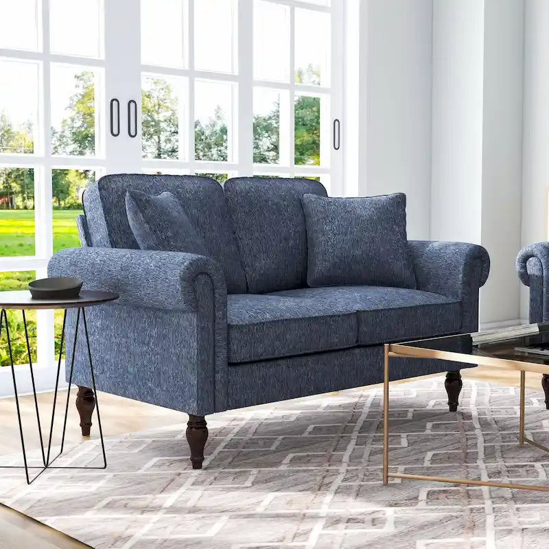 Divano a due posti con cuscini multipli in ciniglia tradizionale Igny di Furniture of America