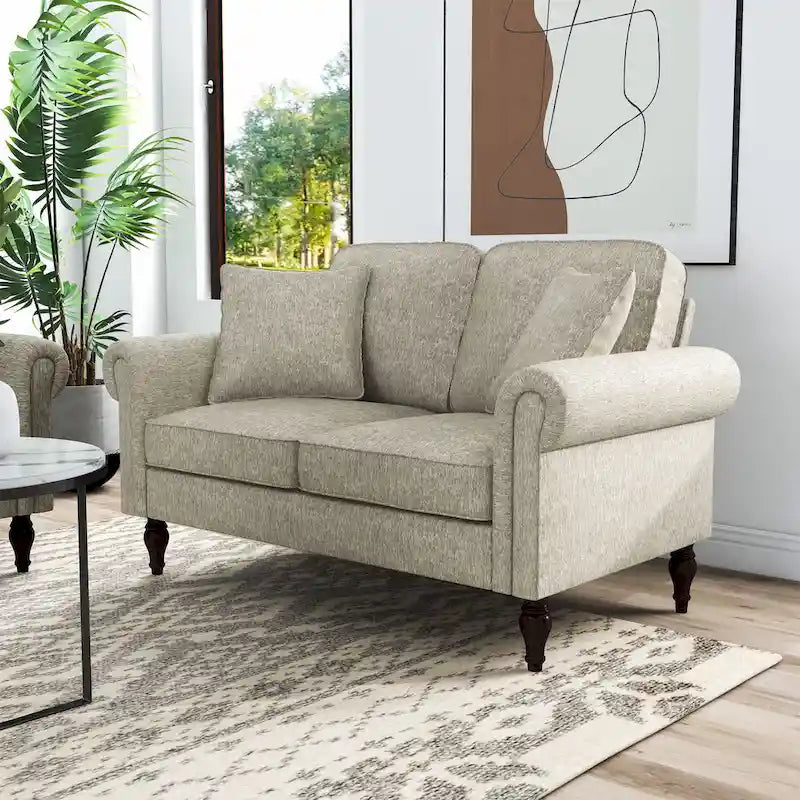 Divano a due posti con cuscini multipli in ciniglia tradizionale Igny di Furniture of America