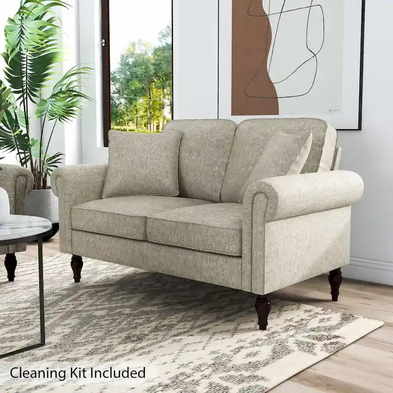 Divano a due posti con cuscini multipli in ciniglia tradizionale Igny di Furniture of America