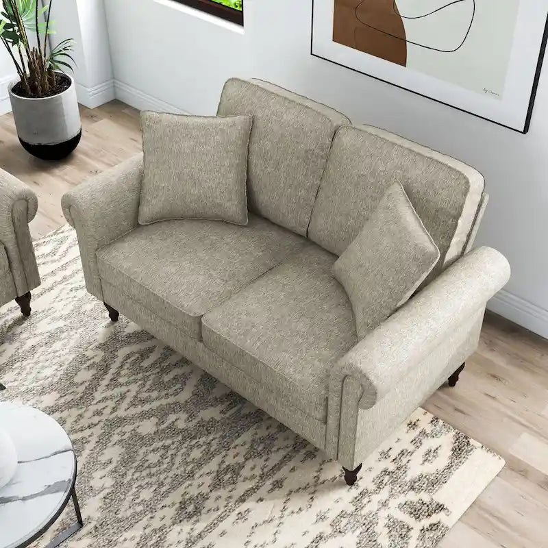 Divano a due posti con cuscini multipli in ciniglia tradizionale Igny di Furniture of America
