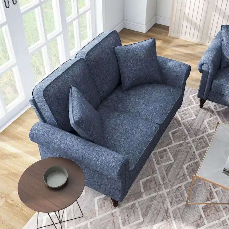 Divano a due posti con cuscini multipli in ciniglia tradizionale Igny di Furniture of America