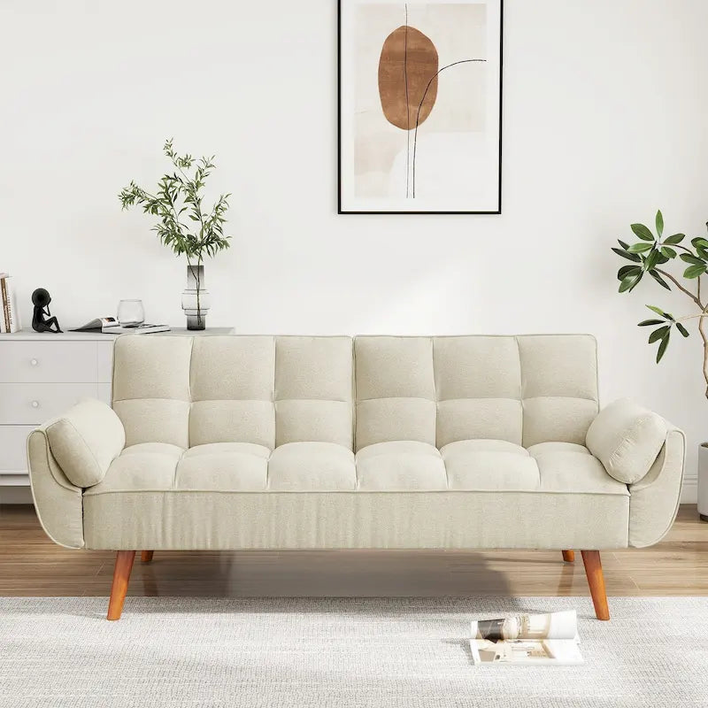 Divano letto futon da 75,39 pollici, divano letto imbottito trasformabile con divano letto reclinabile e schienale trapuntato diviso