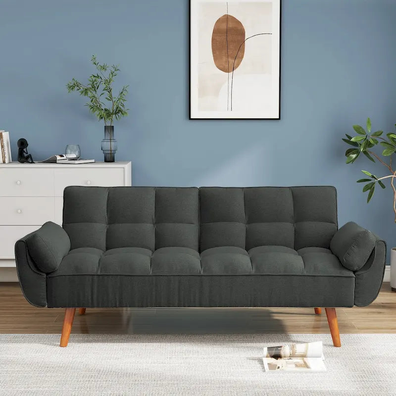 Divano letto futon da 75,39 pollici, divano letto imbottito trasformabile con divano letto reclinabile e schienale trapuntato diviso