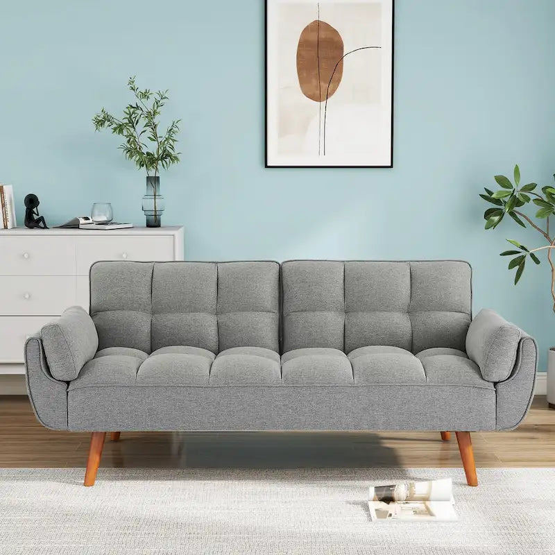 Divano letto futon da 75,39 pollici, divano letto imbottito trasformabile con divano letto reclinabile e schienale trapuntato diviso