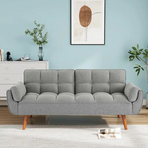 Divano letto futon da 75,39 pollici, divano letto imbottito trasformabile con divano letto reclinabile e schienale trapuntato diviso