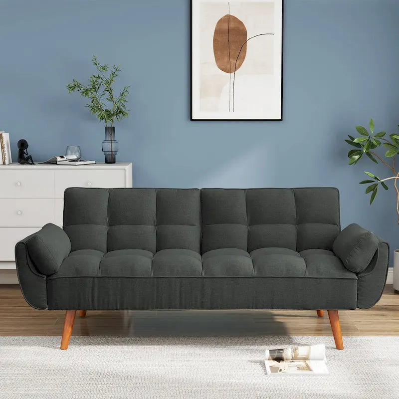Divano letto futon da 75,39 pollici, divano letto imbottito trasformabile con divano letto reclinabile e schienale trapuntato diviso