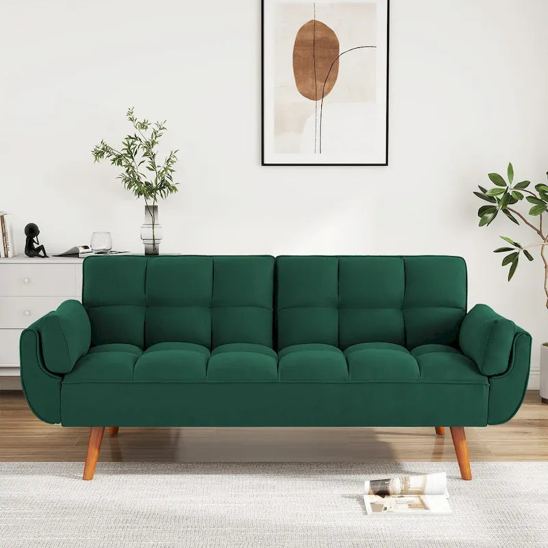 Divano letto futon da 75,39 pollici, divano letto imbottito trasformabile con divano letto reclinabile e schienale trapuntato diviso