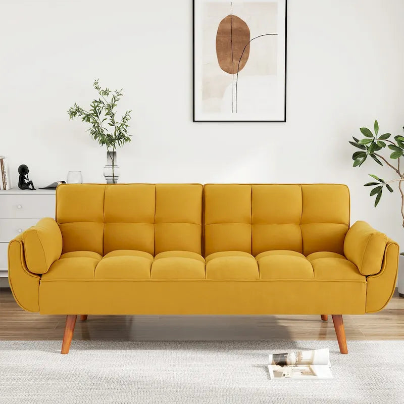 Divano letto futon da 75,39 pollici, divano letto imbottito trasformabile con divano letto reclinabile e schienale trapuntato diviso