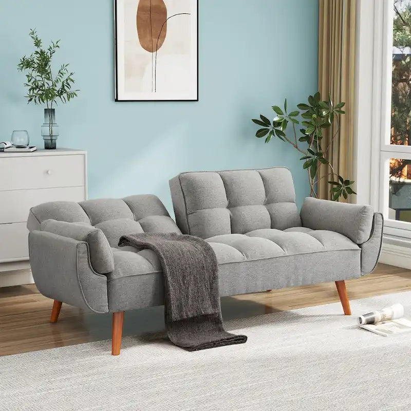 Divano letto futon da 75,39 pollici, divano letto imbottito trasformabile con divano letto reclinabile e schienale trapuntato diviso