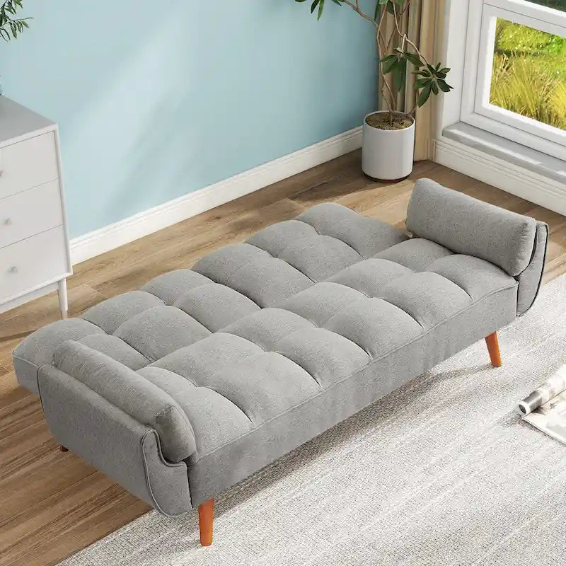 Divano letto futon da 75,39 pollici, divano letto imbottito trasformabile con divano letto reclinabile e schienale trapuntato diviso