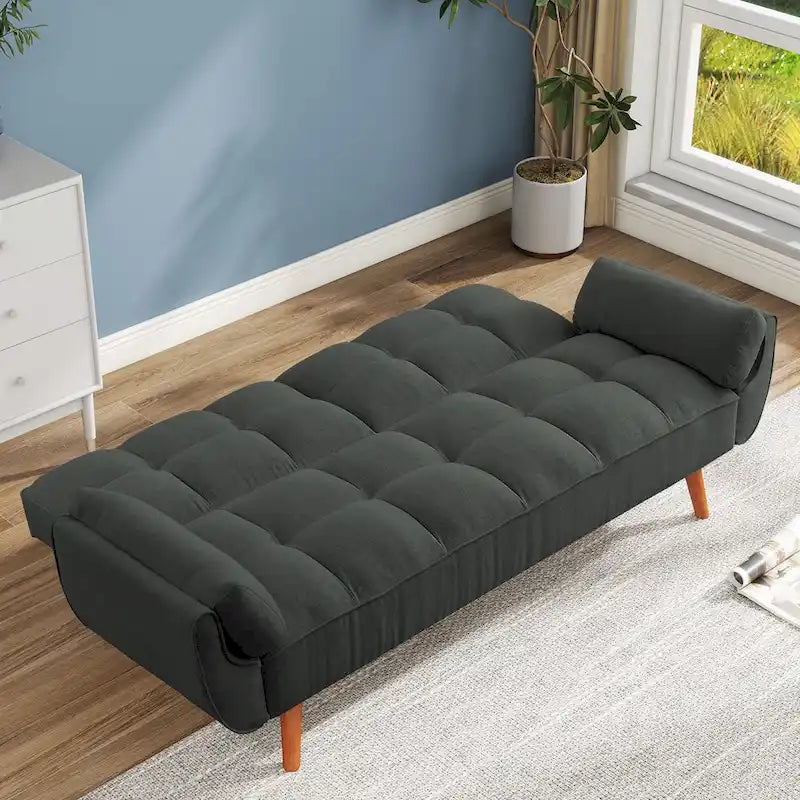 Divano letto futon da 75,39 pollici, divano letto imbottito trasformabile con divano letto reclinabile e schienale trapuntato diviso