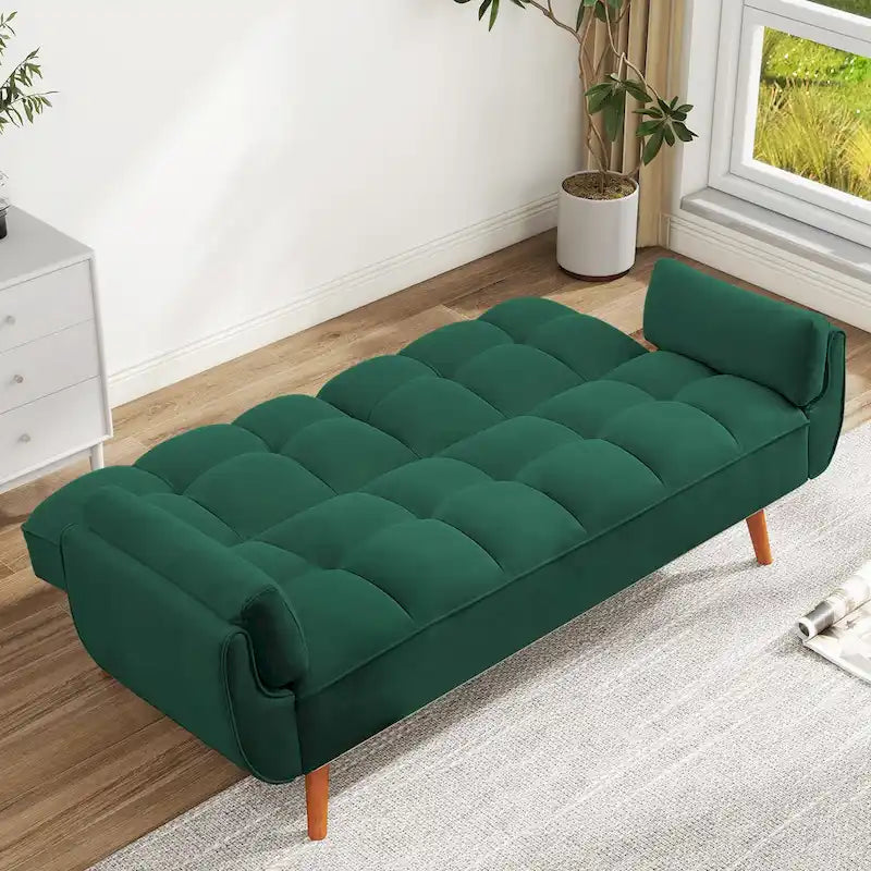 Divano letto futon da 75,39 pollici, divano letto imbottito trasformabile con divano letto reclinabile e schienale trapuntato diviso