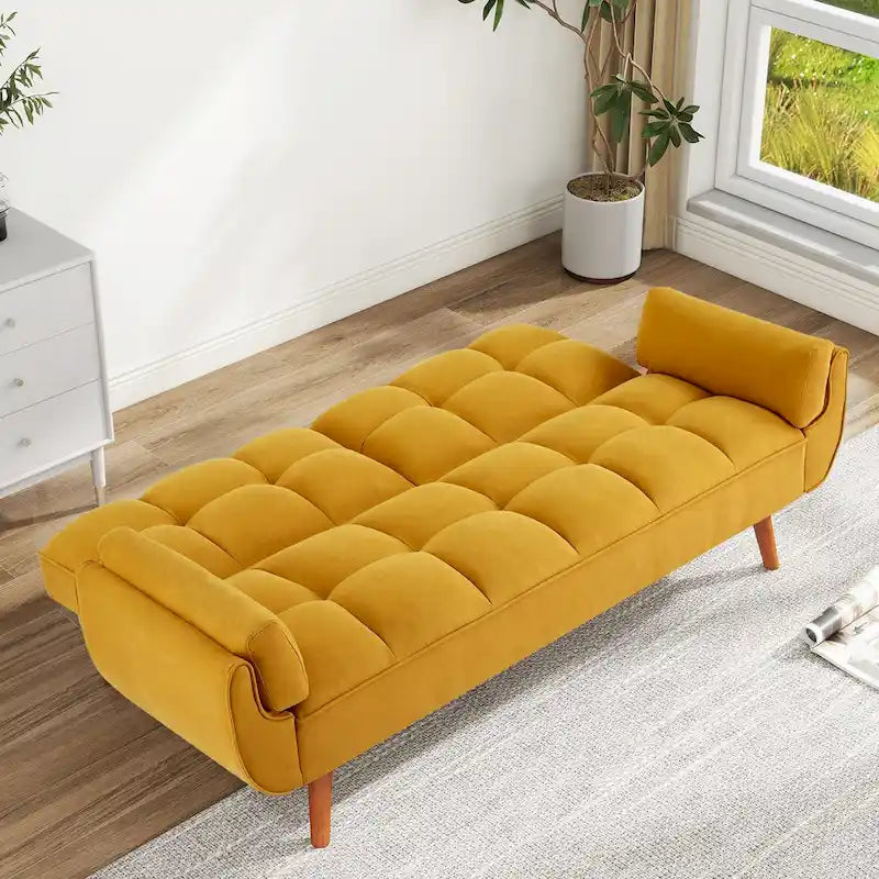Divano letto futon da 75,39 pollici, divano letto imbottito trasformabile con divano letto reclinabile e schienale trapuntato diviso
