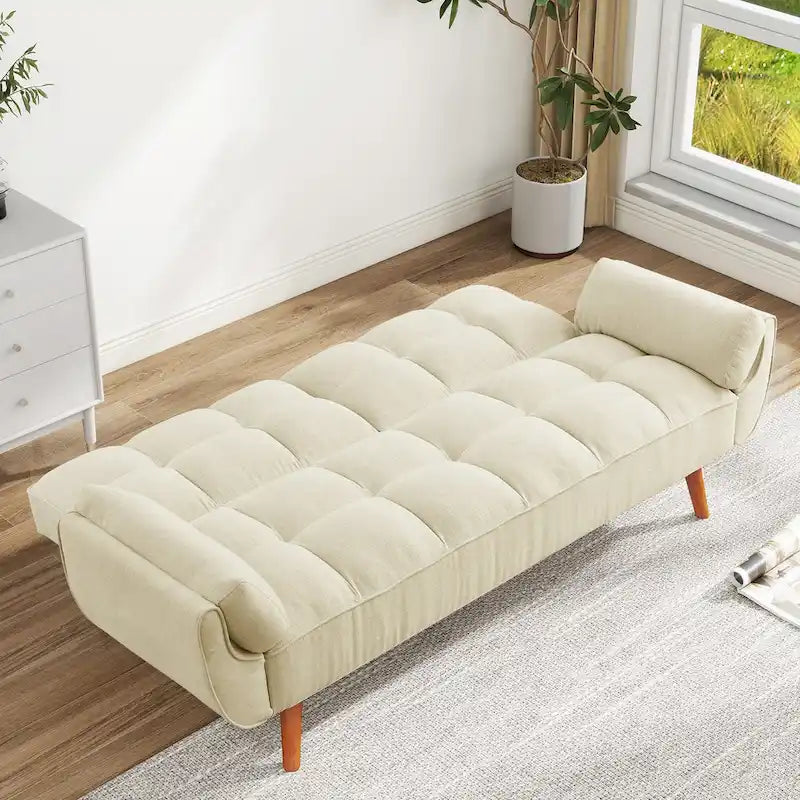 Divano letto futon da 75,39 pollici, divano letto imbottito trasformabile con divano letto reclinabile e schienale trapuntato diviso