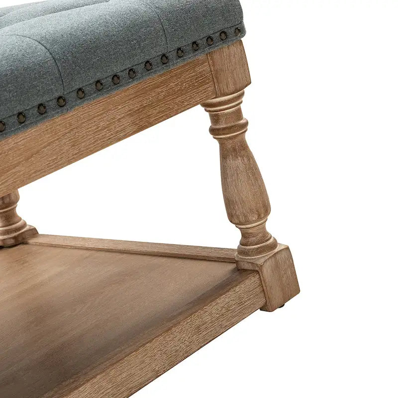 Pouf da cocktail rettangolare tradizionale imbottito Conelius con vassoio di HULALA HOME
