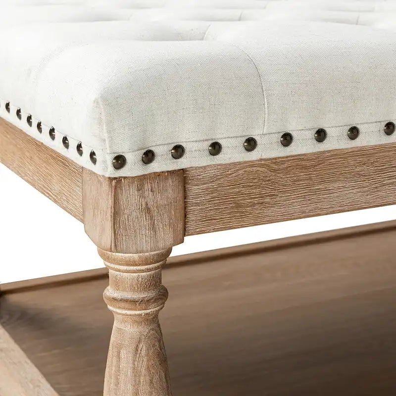 Pouf da cocktail rettangolare tradizionale imbottito Conelius con vassoio di HULALA HOME