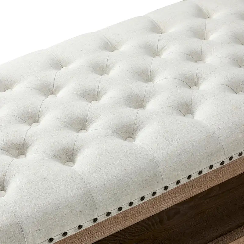 Pouf da cocktail rettangolare tradizionale imbottito Conelius con vassoio di HULALA HOME
