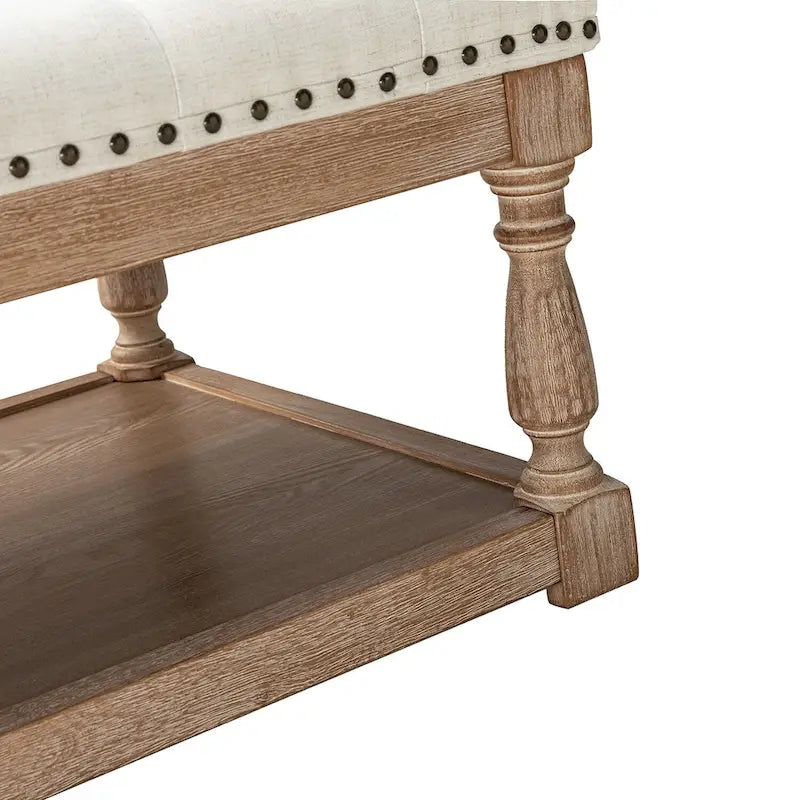 Pouf da cocktail rettangolare tradizionale imbottito Conelius con vassoio di HULALA HOME