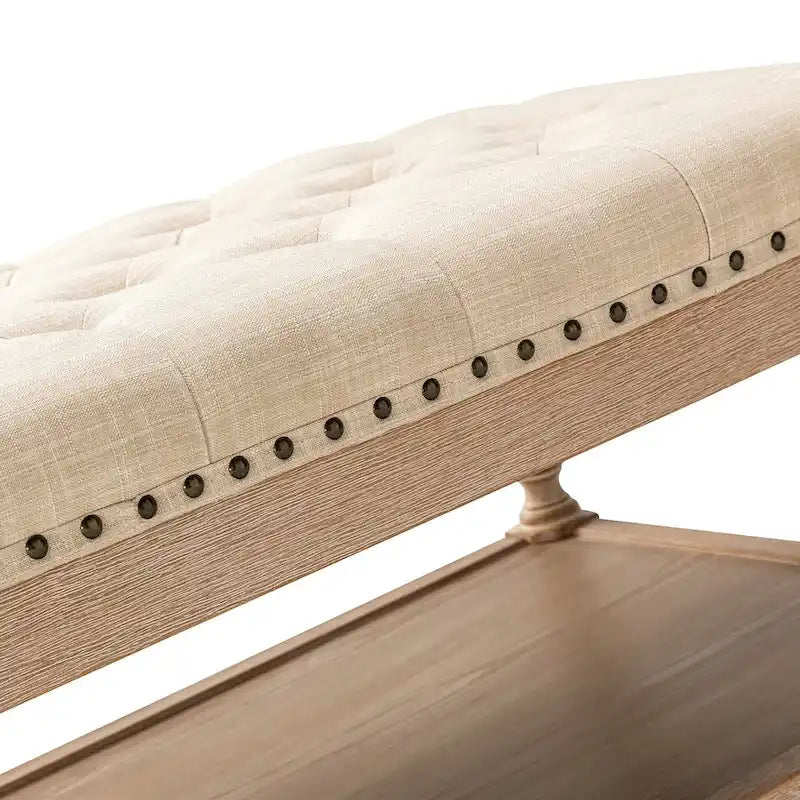 Pouf da cocktail rettangolare tradizionale imbottito Conelius con vassoio di HULALA HOME