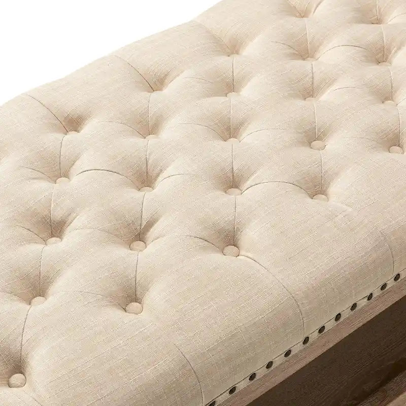 Pouf da cocktail rettangolare tradizionale imbottito Conelius con vassoio di HULALA HOME