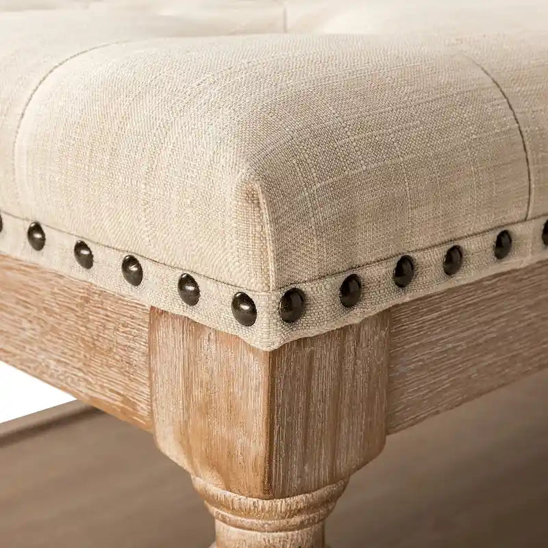 Pouf da cocktail rettangolare tradizionale imbottito Conelius con vassoio di HULALA HOME