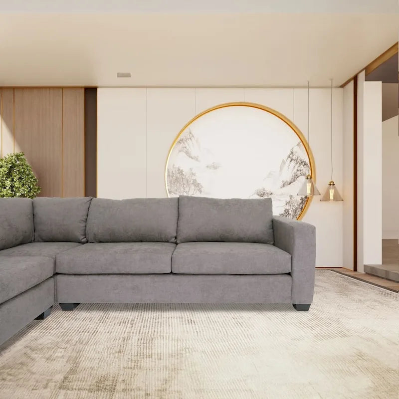 Coast to Coast Sofas Divano componibile contemporaneo a forma di L in tessuto di poliestere con struttura in legno massello e imbottitura