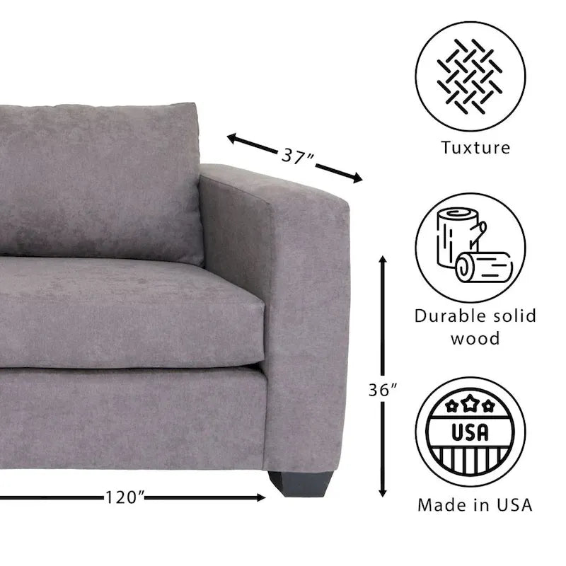 Coast to Coast Sofas Divano componibile contemporaneo a forma di L in tessuto di poliestere con struttura in legno massello e imbottitura