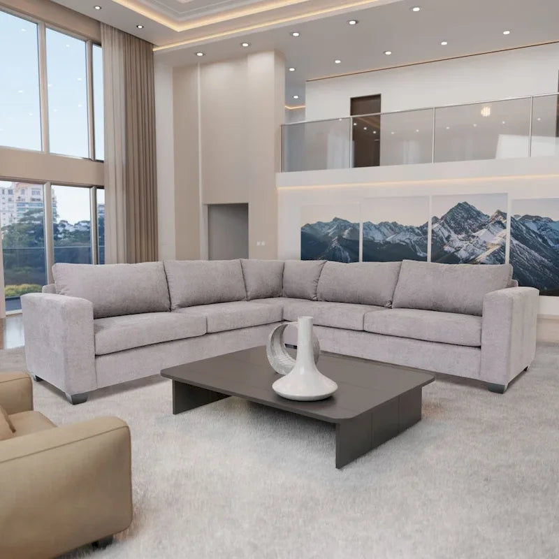 Coast to Coast Sofas Divano componibile contemporaneo a forma di L in tessuto di poliestere con struttura in legno massello e imbottitura