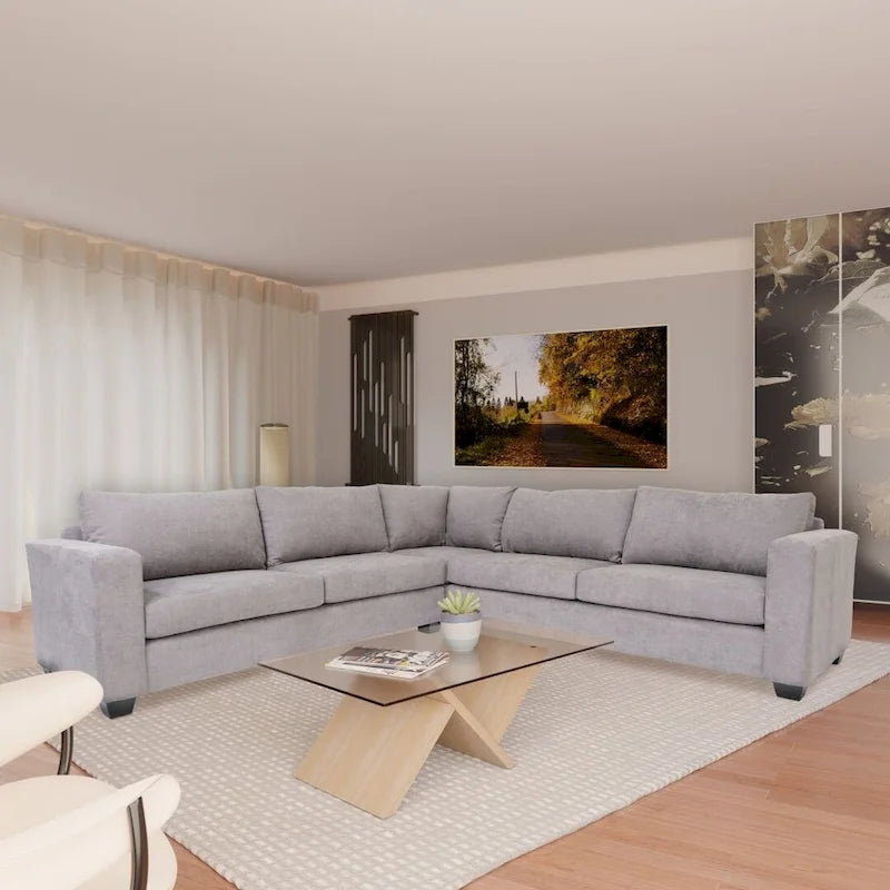 Coast to Coast Sofas Divano componibile contemporaneo a forma di L in tessuto di poliestere con struttura in legno massello e imbottitura