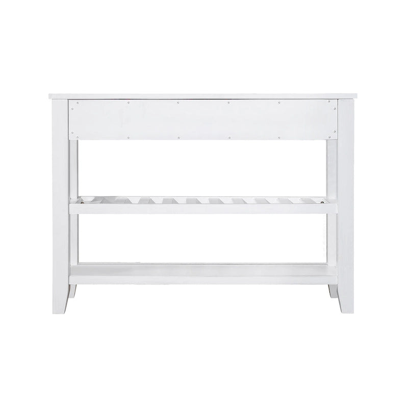 Consolle in stile Mid-Century, tavolo da divano, credenza in legno massello con 2 cassetti e 2 ripiani