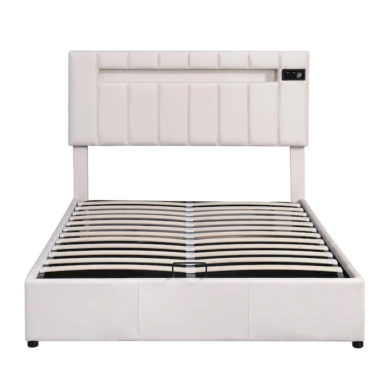 Letto contenitore idraulico imbottito Merax con luce LED, lettore Bluetooth e ricarica USB