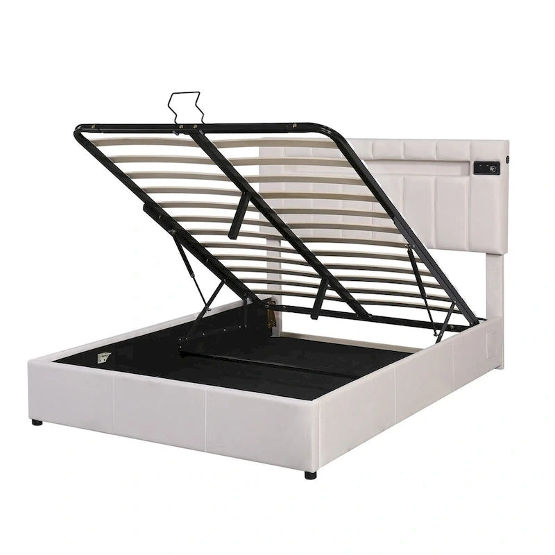 Letto contenitore idraulico imbottito Merax con luce LED, lettore Bluetooth e ricarica USB