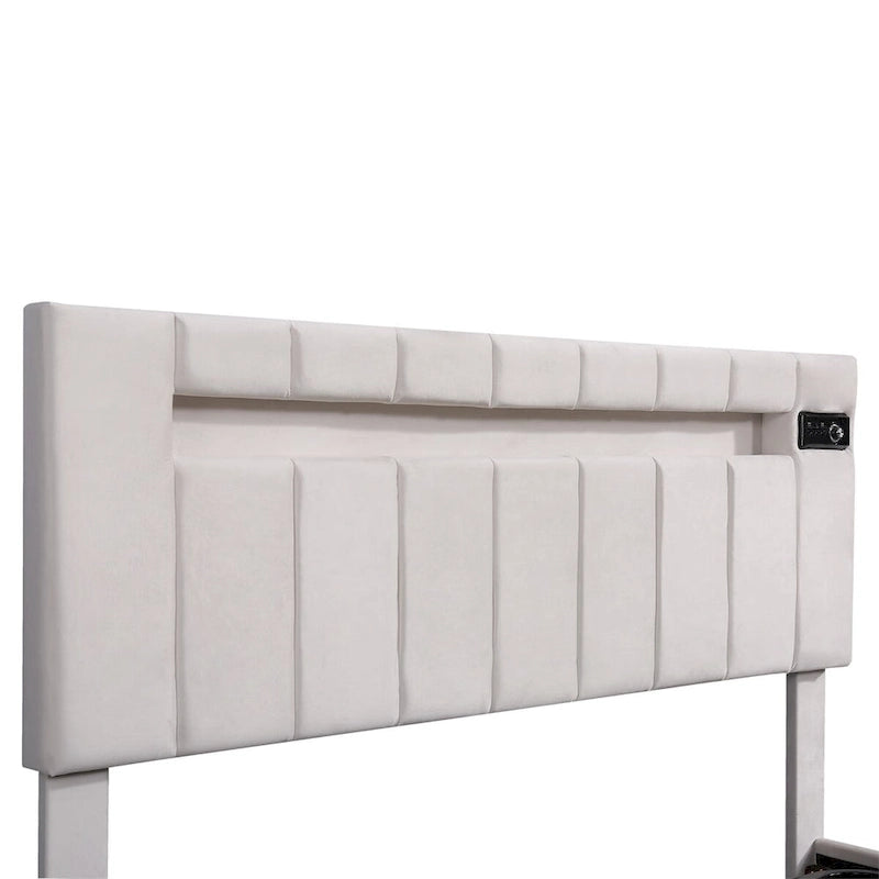 Letto contenitore idraulico imbottito Merax con luce LED, lettore Bluetooth e ricarica USB